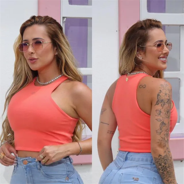 Cropped Iza (Ribana) Rosa Tropical