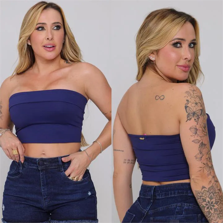 Top Faixa - Sofi Azul Marinho