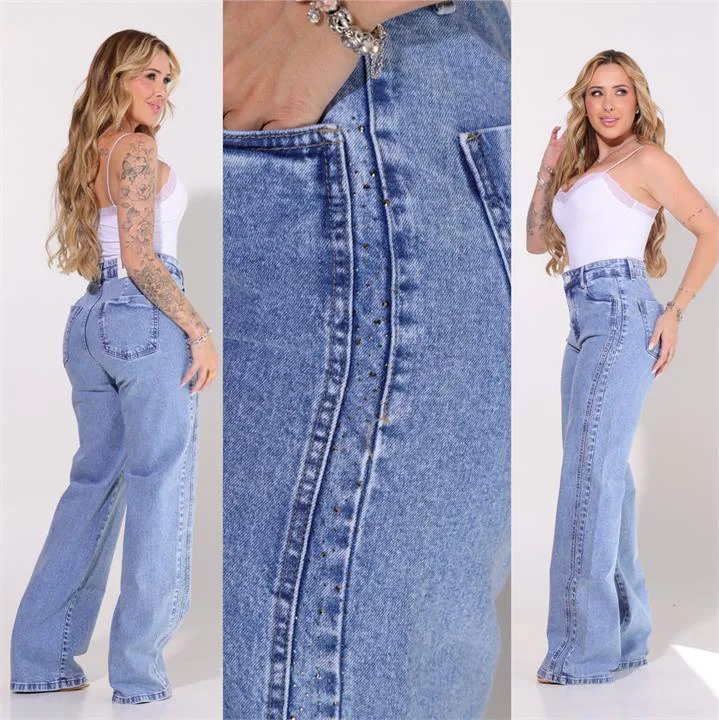 Wide Leg com Pedraria