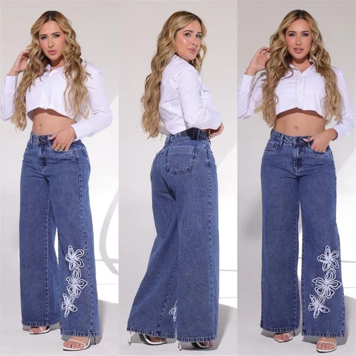 Wide Leg Bordada Luxo