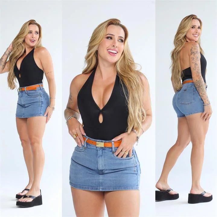 Short Saia com Cinto (Bordado)