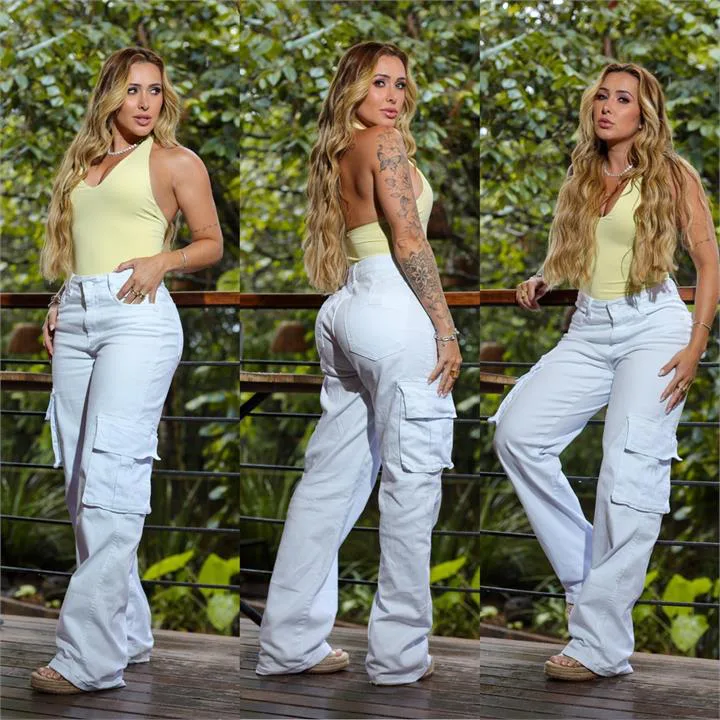 Calça Wide Leg Cargo (Premium)