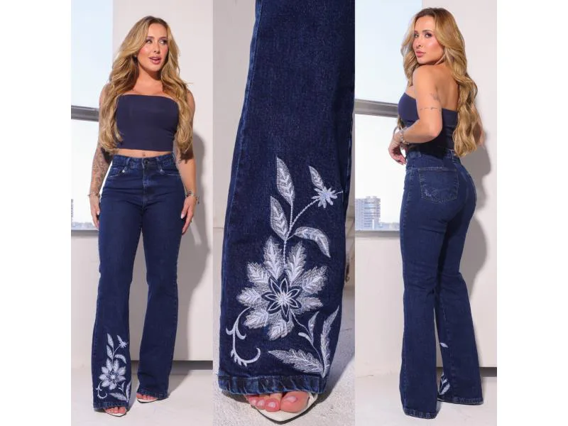 Calça Flare Premium com Bordado
